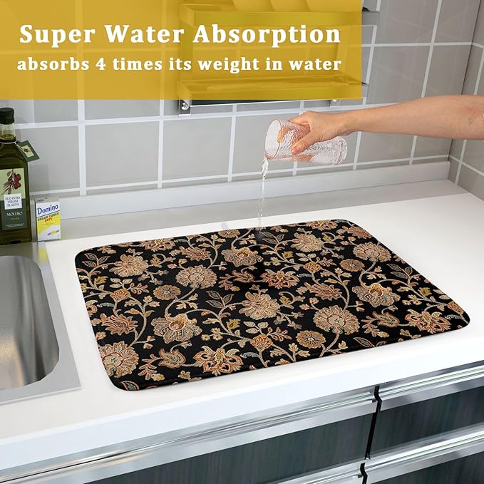 Vintage Tapestry Floral Dish Drying Pad 18 x 24 Inch - Image 7