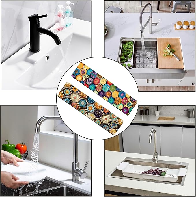 Bimkole 2 PCS Faucet Absorbent Mat, Kitchen Faucet Sink Splash Guard Wraparound - Image 7
