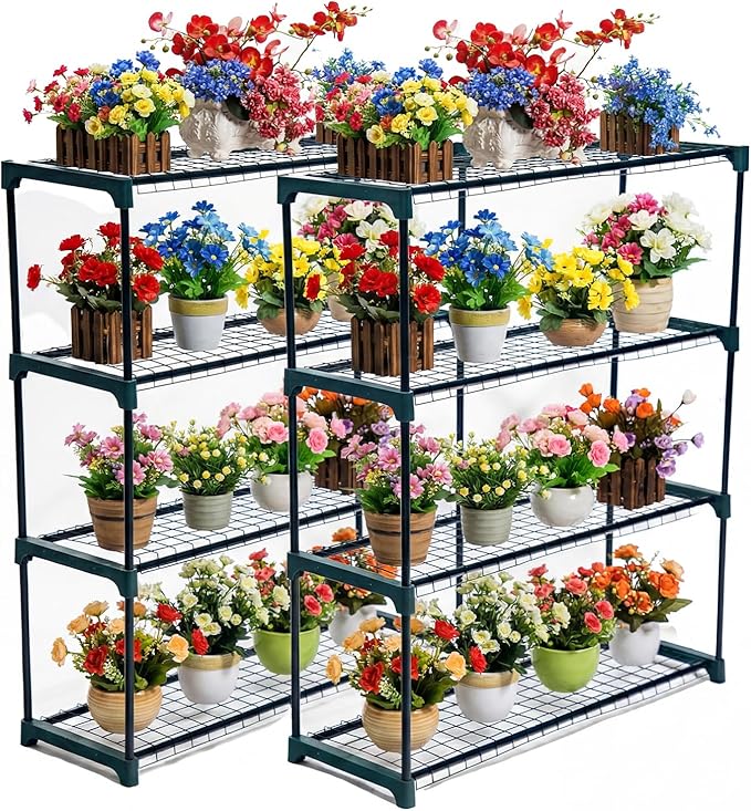 Panana 4 Tier Garden Greenhouse Steel Staging Shelving Plant Stand Garden Shelving Unit Garage Storage Racking, 2 Pack Plant Racks - Image 8