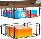 2 Pack Hanging Under Shelf Storage Basket, Adjustable Under Cabinet Add-on by AmonHouseware