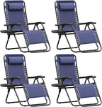 Homall Zero Gravity Chair Patio Folding Lawn Outdoor Lounge Gravity Camp Reclining Lounge Chair with Cup Holder Pillows for Poolside Backyard and Beach Set of 4 (Blue) by Homall