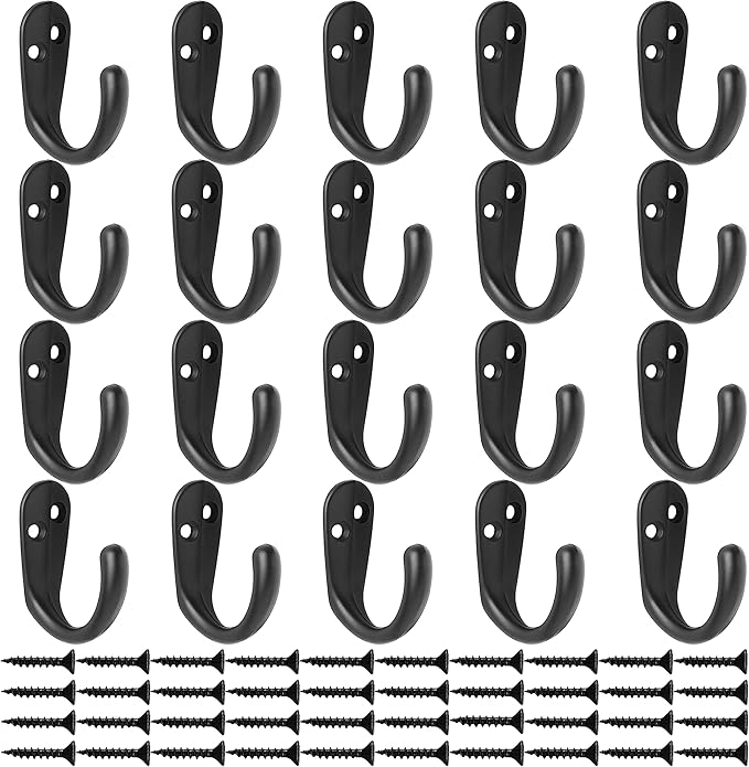 IBosins 20PCS Coat Hooks Wall Mounted Single Prong Robe Hook - Image 2