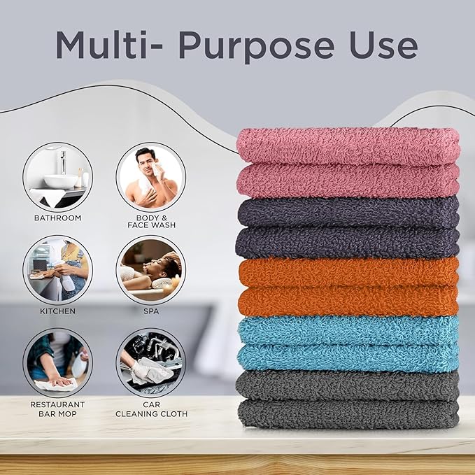 DecorRack 10 Pack 100% Cotton Wash Cloth, Luxurious Soft, 12 x 12 inch Ultra - Image 3