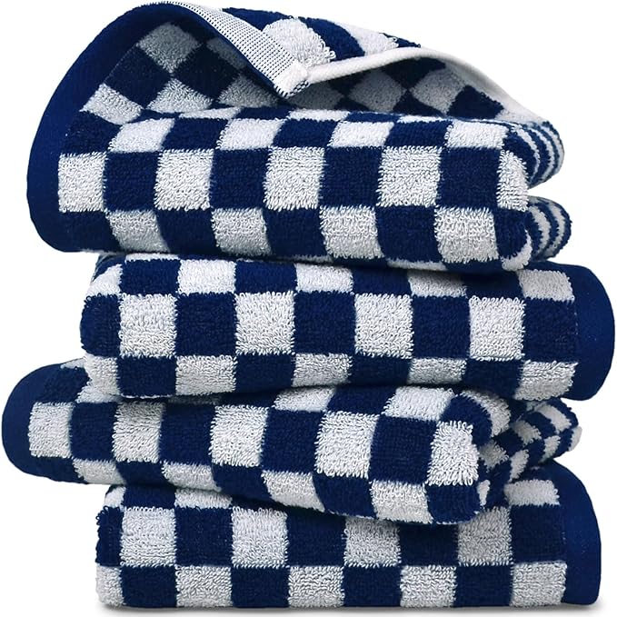 Jacquotha Navy Blue Hand Towels 4 Pack, Cotton Decorative Bathroom Hand Towels by Jacquotha
