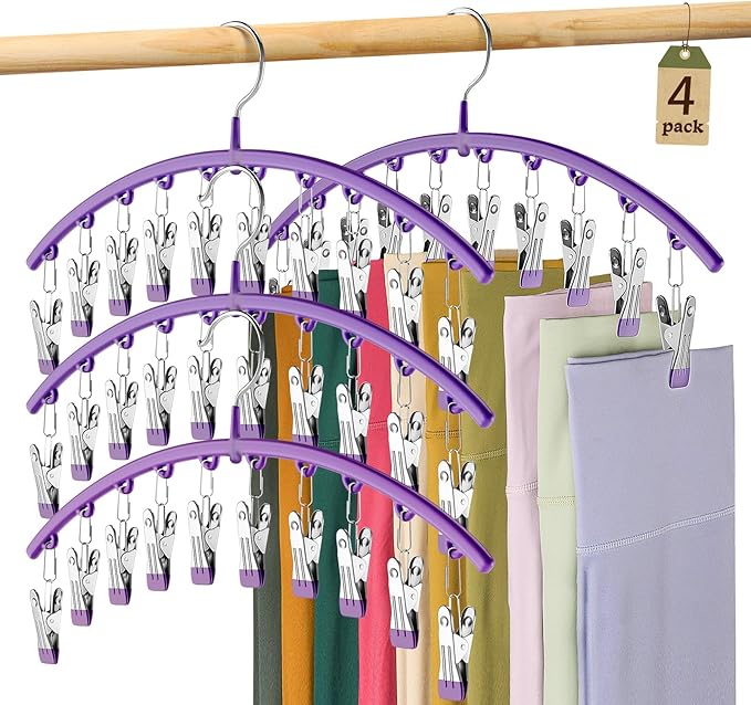 Legging Organizer for Closet, Metal Yoga Pants Hanger w/Rubber Coated 4 Pack by Volnamal