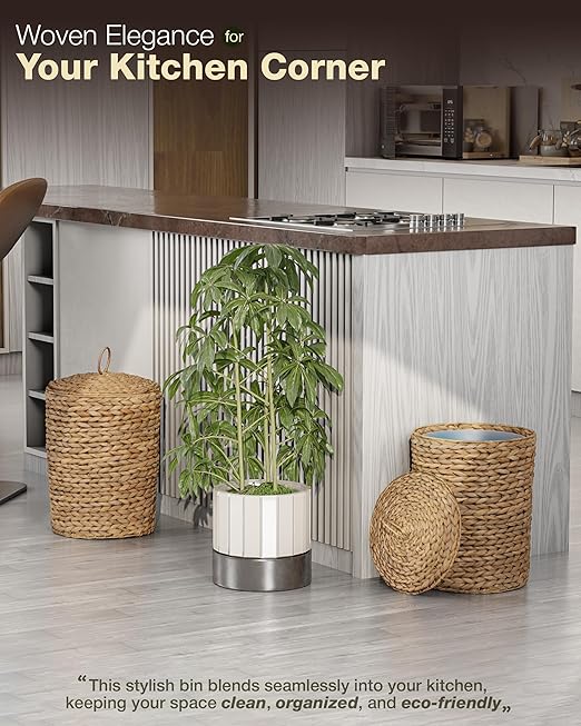 BLUEWEST 4.5 Gallons Wicker Trash Can - Image 6