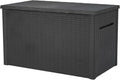 Keter Java XXL 230 Gallon Resin Rattan Look Large Outdoor Storage Deck Box for Patio Furniture Cushions, Pool Toys, and Garden Tools, Dark Grey by Keter