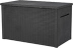 Keter Java XXL 230 Gallon Resin Rattan Look Large Outdoor Storage Deck Box for Patio Furniture Cushions, Pool Toys, and Garden Tools, Dark Grey by Keter