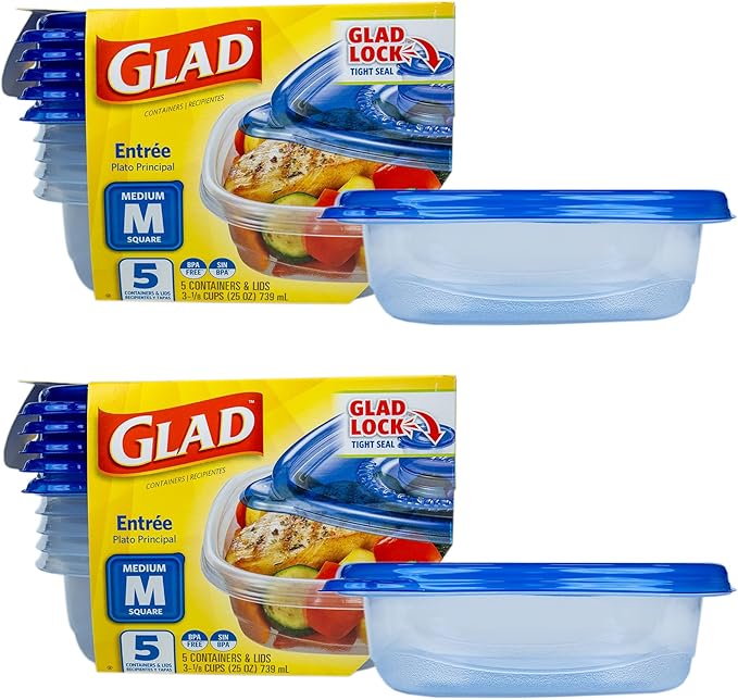 Glad GladWare Entrée Food Storage Containers, Medium Square by GladTrashFoodStorage