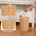 2 Pack Wicker Trash Can, Small Bathroom Trash Can, 2 Gallon Woven Natural Water - Image 3