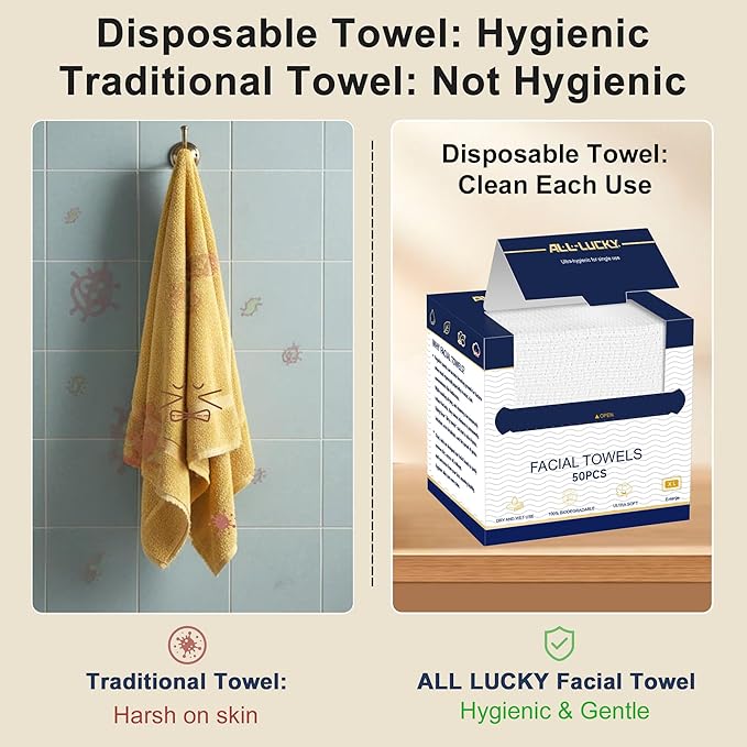 Face Towels, XL Facial Dry Towels 10x12 Inch, Biodegradable Disposable Face - Image 7