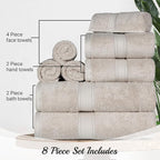 SUPERIOR Egyptian Cotton Pile 8 Piece Towel Set, Includes 2 Bath, 2 Hand - Image 4