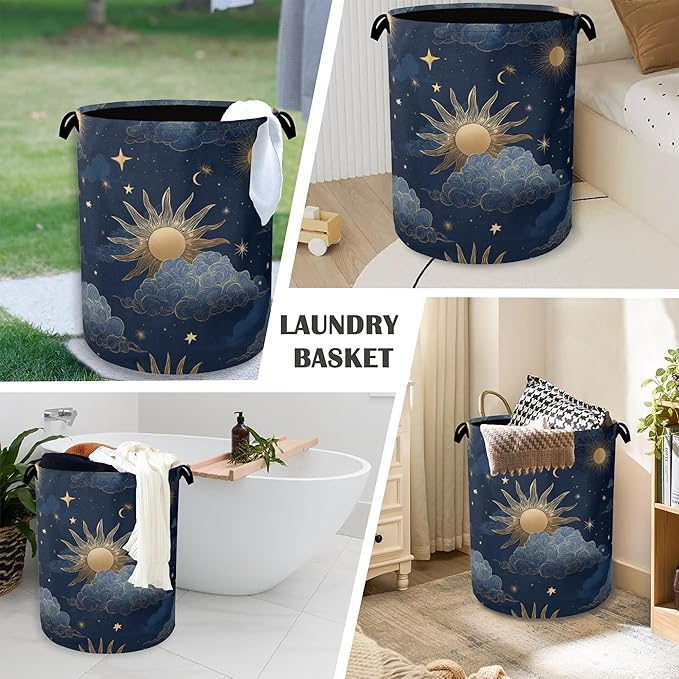 Sun Moon Stars Laundry Basket, Oxford Cloth Laundry Hamper - Image 4