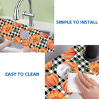 Thanksgiving Pumpkin Kitchen Sink Splash Guard Mat Buffalo Plaid Absorbent Fast - Image 5