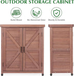 Outdoor Storage Cabinet & Potting Bench Table with Metal Top, Wooden Patio Furniture, Garden Workstation (Royal Brown, 36x31x17in) - Image 7