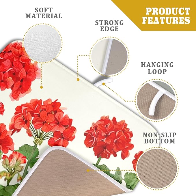 Spring Dish Drying Mat for Kitchen Counter Geranium Summer Floral Seasonal - Image 4