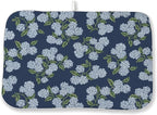 Navy Blue Dish Drying Mat 18x24 Inch Blue Green Vintage Floral Hydrangea Flower by DAFENA