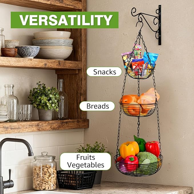 HULISEN 3 Tier Hanging Fruit Basket - Image 6