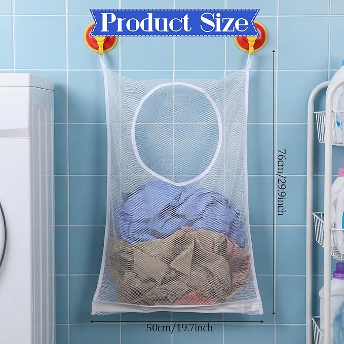 Hanging Laundry Hamper Bag, Breathable Mesh Laundry Hamper over the Door - Image 2