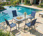 MAMIZO Patio Dining Chairs, Stackable All Weather Teslin Chair, Heavy Duty Outdoor Breathable Chairs Set, w/Armrests, Upgraded Chair FeetW/Strenthened Iron Spacers, 330 LBS (4, Navy Blue) - Image 9