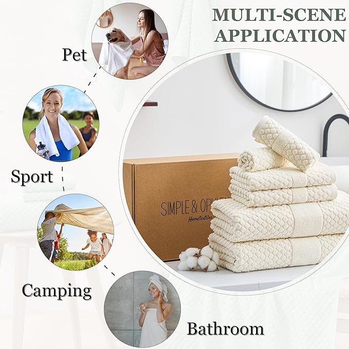 Simple&Opulence 6 Piece Luxury Towel Set, 100% Cotton Bathroom Towels - Image 8