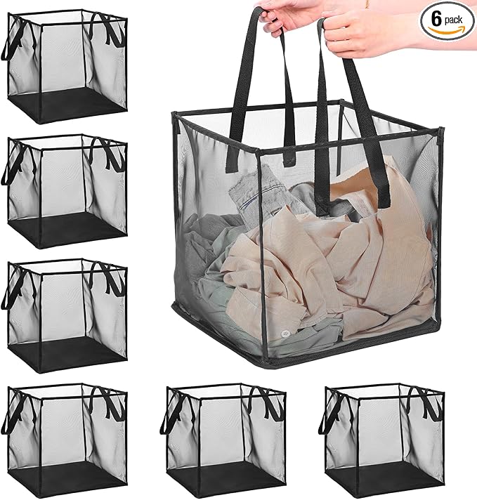 6 Pack Popup Laundry Hamper Collapsible Mesh Laundry Baskets by Unknown