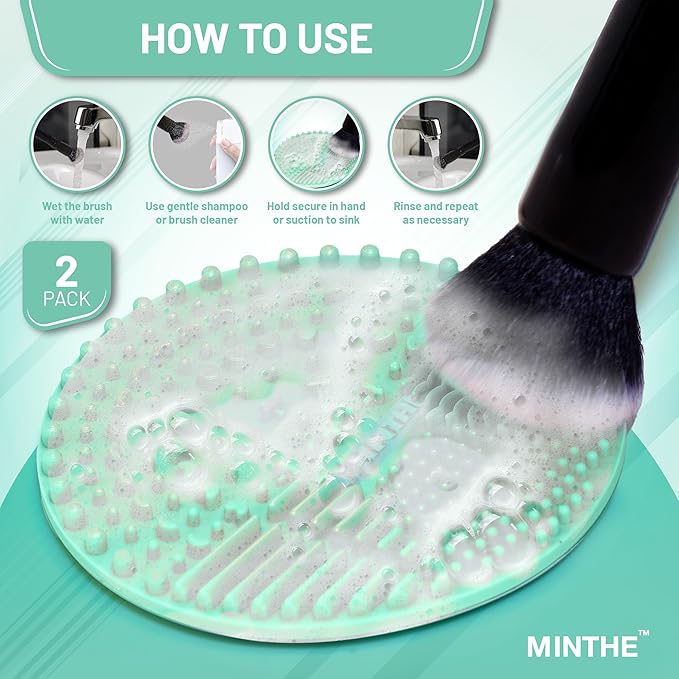 MINTHE™ Makeup Brush Cleaner Mat | 2 Pack | Silicone Make up Cleaning Pad - Image 6