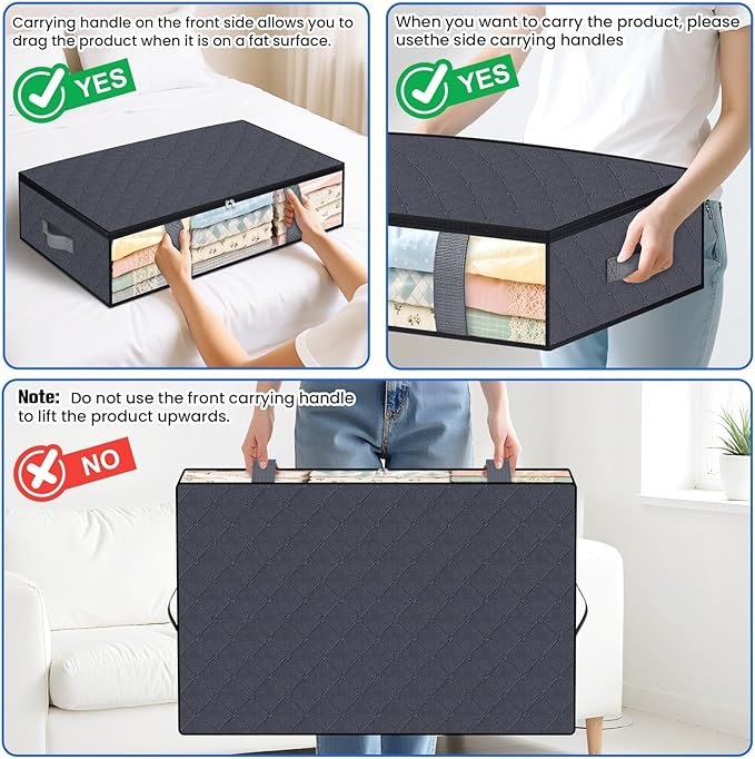 Under Bed Storage Containers, 8 Pack Blanket Storage Bags, Collapsible Storage - Image 5