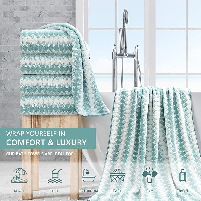 4 Piece Bath Towel Set Oversized Bath Sheet 35"x70" Bathroom Towel Extra Large - Image 2