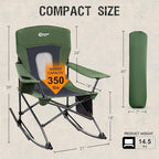 Portal Outdoor Rocking Chair Camping Folding Portable Rocker with Cup Holder Side Pocket Carry Bag, Support 350LBS (Mesh Green), 2 Pack - Image 3