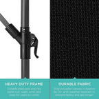 Best Choice Products 10ft Offset Hanging Market Patio Umbrella w/Easy Tilt Adjustment, Polyester Shade, 8 Ribs for Backyard, Poolside, Lawn and Garden - Black - Image 6
