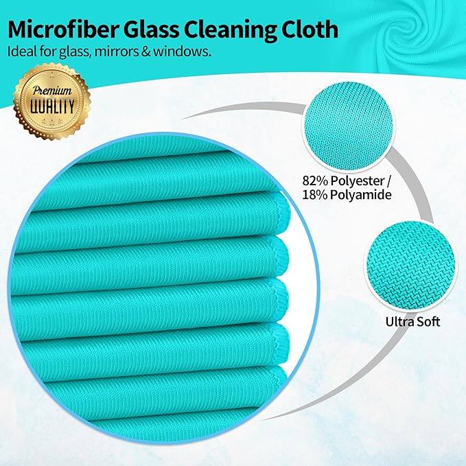 HOMERHYME Microfiber Cleaning Cloth, 12 Pack Window Glasses Cleaning Cloth - Image 2