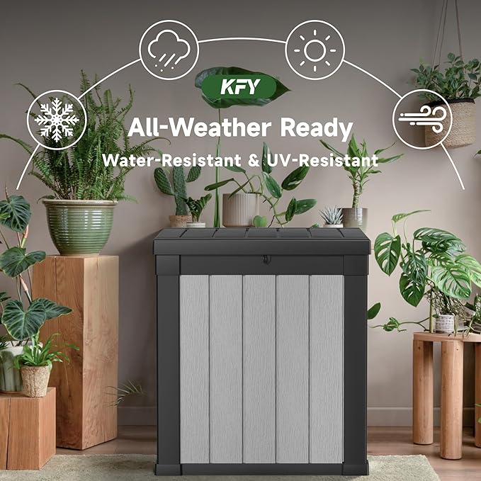 50 gallon deck box,All-weather resin material outdoorstorage box easy to install and portable,Suitable for indoor and outdoor scenes (black and white) - Image 4