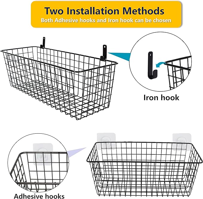 Joben Oligey 3 Set Hanging Wall Baskets, Wire Basket - Image 5