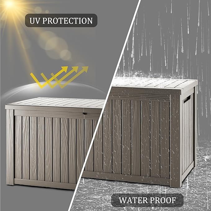 TARKARI 180 Gallon Lockable Resin Deck Box, Waterproof & UV-Resistant Outdoor Storage Box for Outdoor Cushion Storage, Garden Tools & Pool Accessories Storage, Gray - Image 5