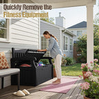 80-Gallon Outdoor Storage Bench, Waterproof Deck Box with Lockable Lid & Armrests for Patio, Garden, Pool, Black - Image 7