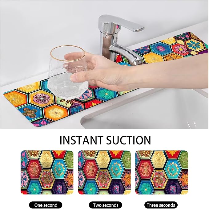 Bimkole 2 PCS Faucet Absorbent Mat, Kitchen Faucet Sink Splash Guard Wraparound - Image 4