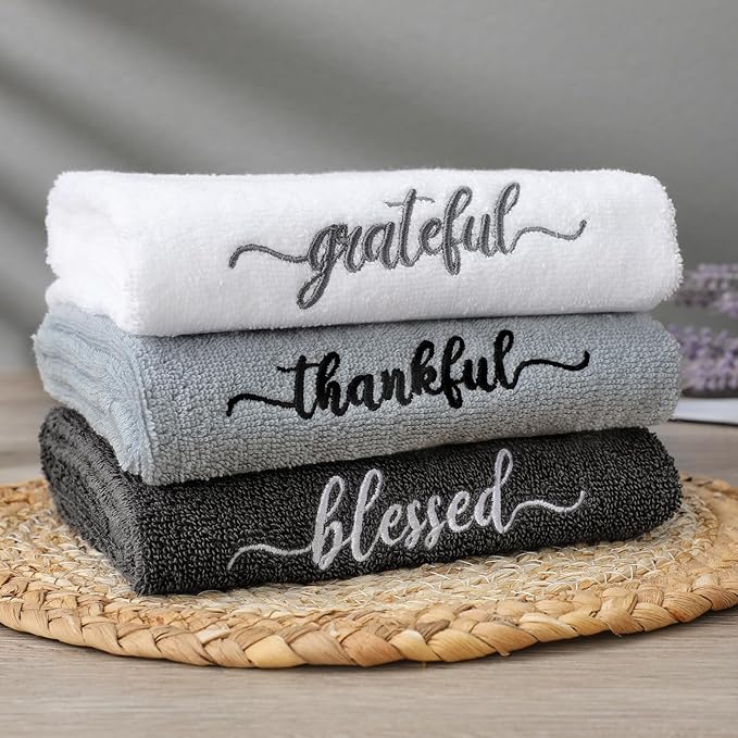 Peryiter 3 Pcs Farmhouse Bathroom Decor Hand Towels 14x29 Inch Cotton Bath - Image 3