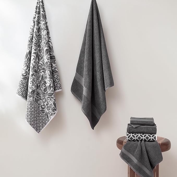 Modern Threads Trefoil Filigree 6-Piece 100% Cotton Towel Set – Reversible Yarn - Image 2