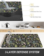 Rnivvi Dish Drying Mat for Kitchen Counter, 12 x 19" Cute Flower Theme Super - Image 4