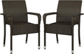 Yaheetech Set of 2 Stackable Outdoor Rattan Dining Chairs, All-Weather Armchair w/Armrests, Steel Frame for Garden, Patio, Deck, Yard, Poolside, Brown by Yaheetech