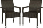 Yaheetech Set of 2 Stackable Outdoor Rattan Dining Chairs, All-Weather Armchair w/Armrests, Steel Frame for Garden, Patio, Deck, Yard, Poolside, Brown by Yaheetech