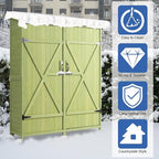 Outvita Outdoor Storage Cabinet with Waterproof Roof, Double Lockable Doors Garden Shed with 2 Removable Shelves, Wooden Storage Shed with Large Storage Space for Yard Garge Patio Deck Porch（Green） - Image 4