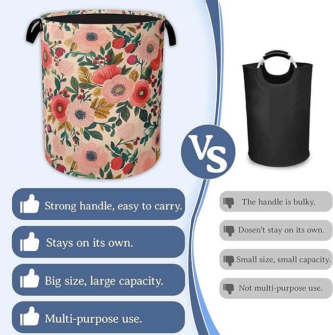 Vintage Flowers Laundry Hamper - Image 3