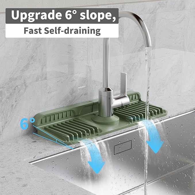 WAFT YEARN 14X5 Inch Silicone Durable Faucet Mat Kitchen Sink Splash Guard - Image 3