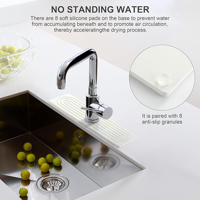 Faucet Mat for Kitchen Sink, Diatomite Fast Drying Stone Sink Tray, Super - Image 8