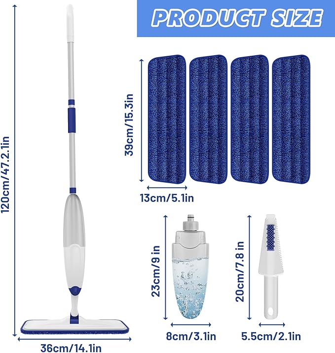 HOMTOYOU Microfiber Flat Mop - Image 7