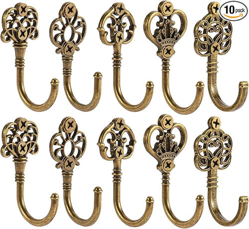 10 PCS Vintage Metal Wall Hooks, Bohemian Decorative Hook by XHIPY