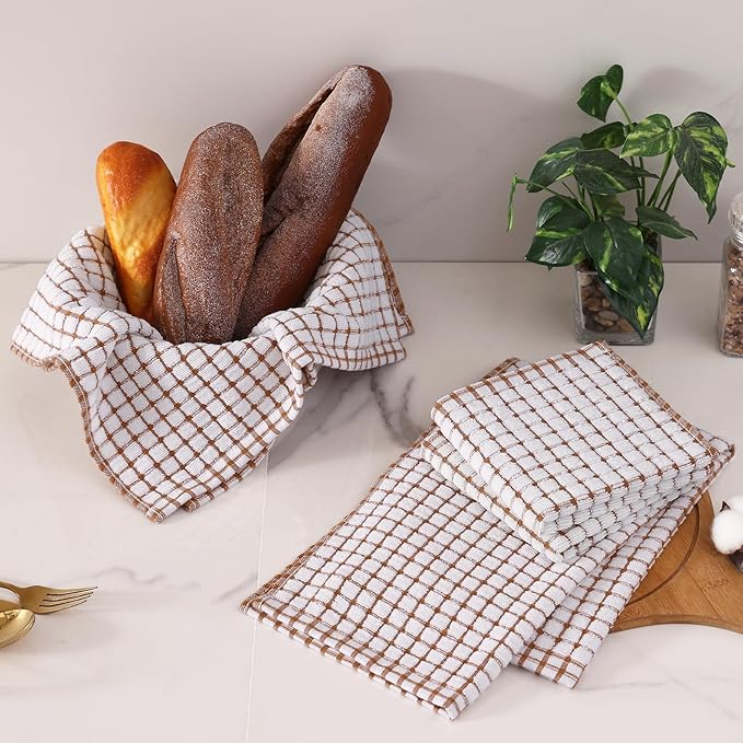 Homaxy Kitchen Towels and Dishcloths Set, 16 x 25 and 12 x 12 Inches, Super - Image 2