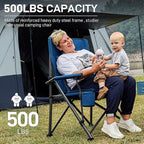 EVER ADVANCED Oversized Folding Camping Chair, for Adults Heavy Duty Lawn Chair with Side Pockets, Portable Collapsible Quad Chair for Outside, Support Up to 500lbs, Blue - Image 3
